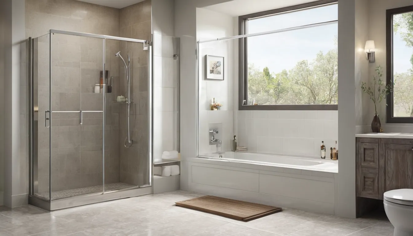 A bright, newly converted low-step shower with a glass panel and grab bar in a Dublin home